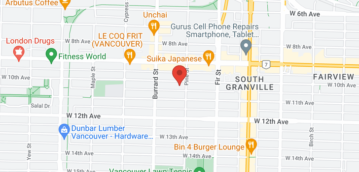 map of 1002 1736 W 10TH AVENUE